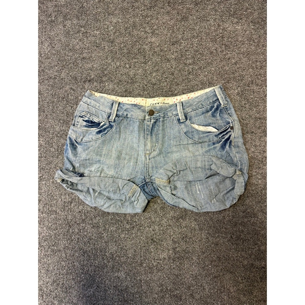 J.U.N.K. Jeans Shorts Womens Size 10 Blue Denim Cuffed Casual Low Rise Summer